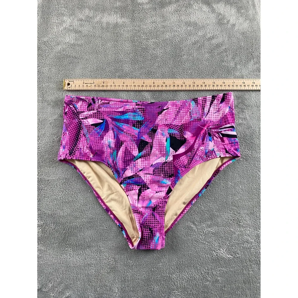 Swimsuits For‎ All Womens Plus Size 18 High Waist Bikini Bottom Purple Tropical